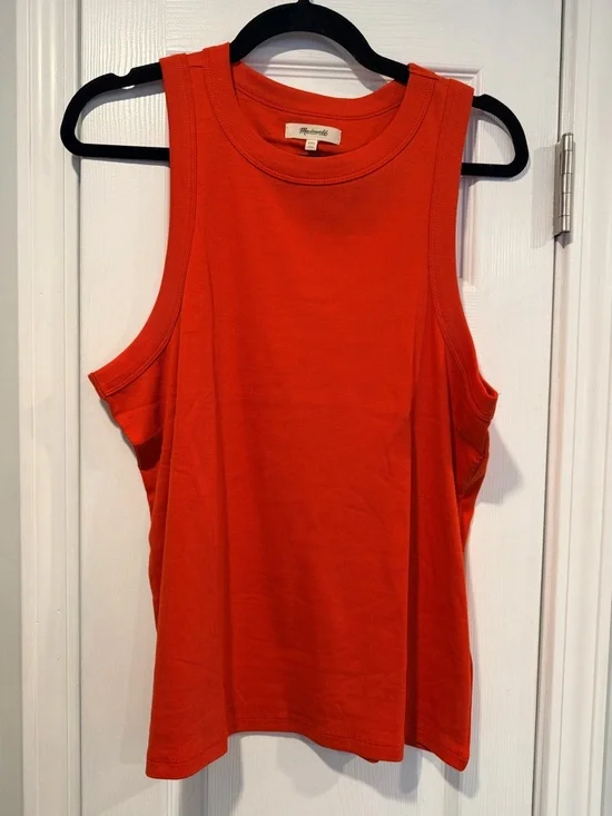 NWOT Madewell Size XXL Red Orange Ribbed Supima Cotton Racerback Tank Top - Picture 1 of 10
